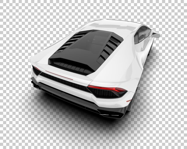 Coche deportivo blanco sobre fondo transparente Ilustración de renderizado 3d