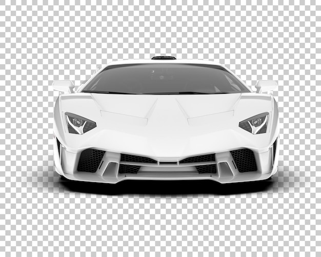 Coche deportivo blanco sobre fondo transparente Ilustración de renderizado 3d