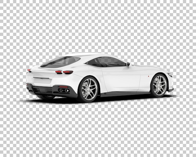 Coche deportivo blanco sobre fondo transparente Ilustración de renderizado 3d