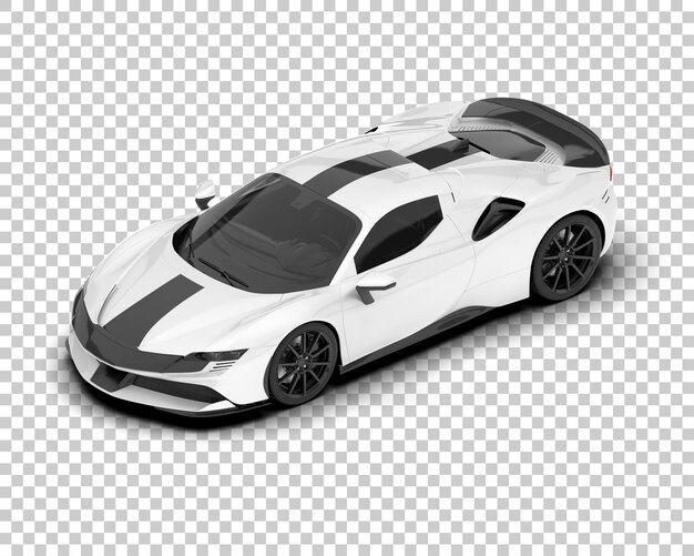 Coche deportivo blanco sobre fondo transparente Ilustración de renderizado 3d