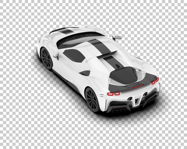 Coche deportivo blanco sobre fondo transparente Ilustración de renderizado 3d