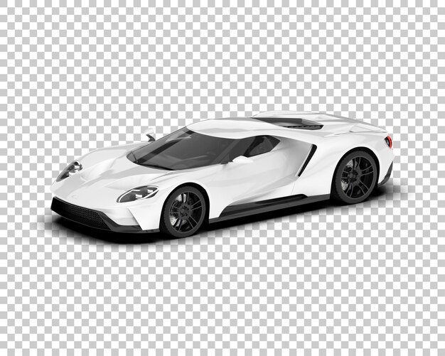 Coche deportivo blanco sobre fondo transparente Ilustración de renderizado 3d