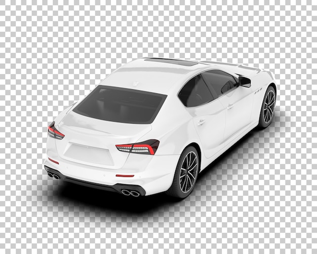 Coche deportivo blanco sobre fondo transparente Ilustración de renderizado 3d
