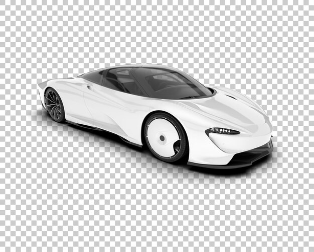 Coche deportivo blanco sobre fondo transparente Ilustración de renderizado 3d