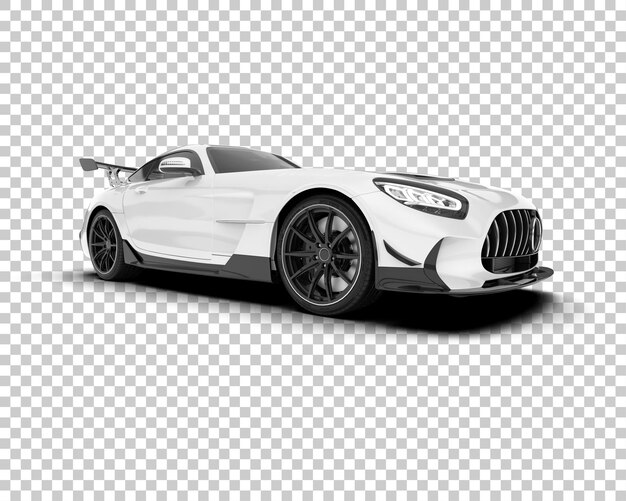 Coche deportivo blanco sobre fondo transparente Ilustración de renderizado 3d