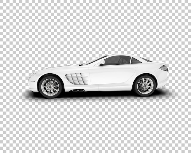 Coche deportivo blanco sobre fondo transparente Ilustración de renderizado 3d
