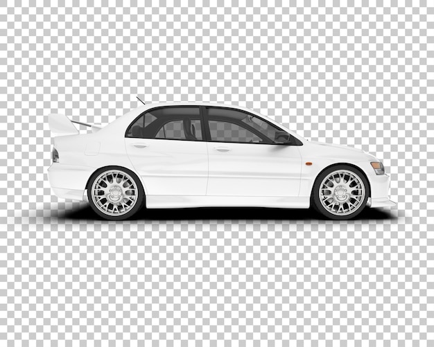 Coche deportivo blanco sobre fondo transparente Ilustración de renderizado 3d