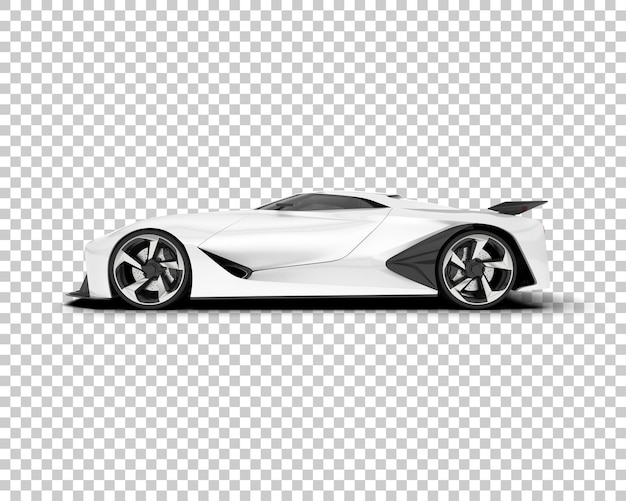 Coche deportivo blanco sobre fondo transparente Ilustración de renderizado 3d