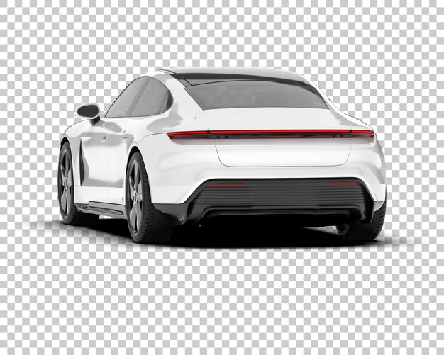Coche deportivo blanco sobre fondo transparente Ilustración de renderizado 3d