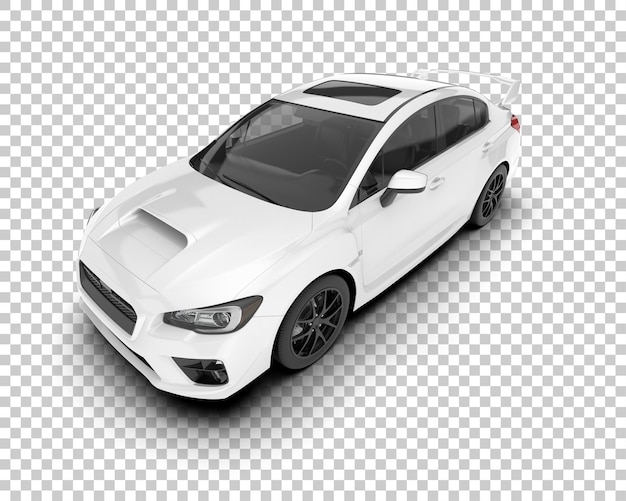 Coche deportivo blanco sobre fondo transparente Ilustración de renderizado 3d