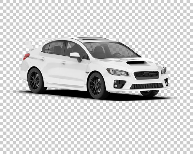 Coche deportivo blanco sobre fondo transparente Ilustración de renderizado 3d