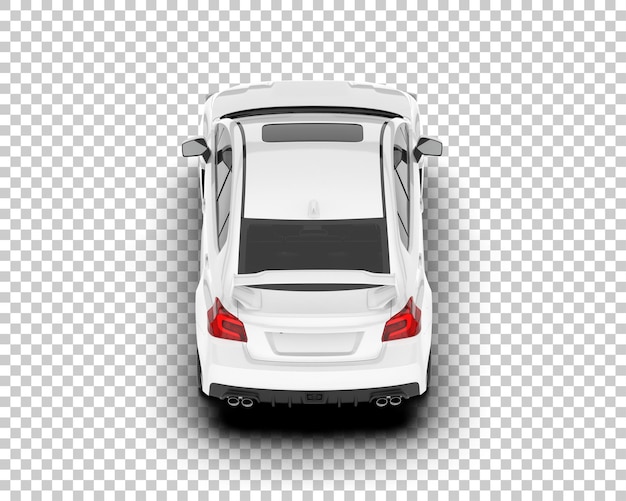 Coche deportivo blanco sobre fondo transparente Ilustración de renderizado 3d