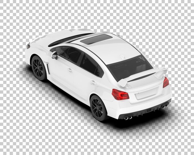 Coche deportivo blanco sobre fondo transparente Ilustración de renderizado 3d