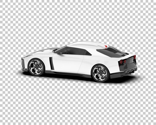 Coche deportivo blanco sobre fondo transparente Ilustración de renderizado 3d