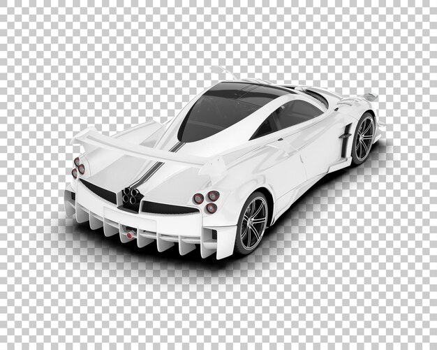Coche deportivo blanco sobre fondo transparente Ilustración de renderizado 3d