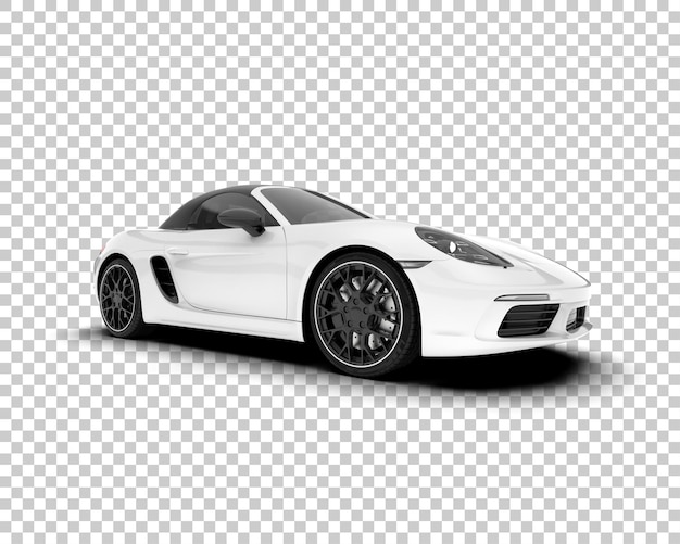 Coche deportivo blanco sobre fondo transparente ilustración de renderizado 3d