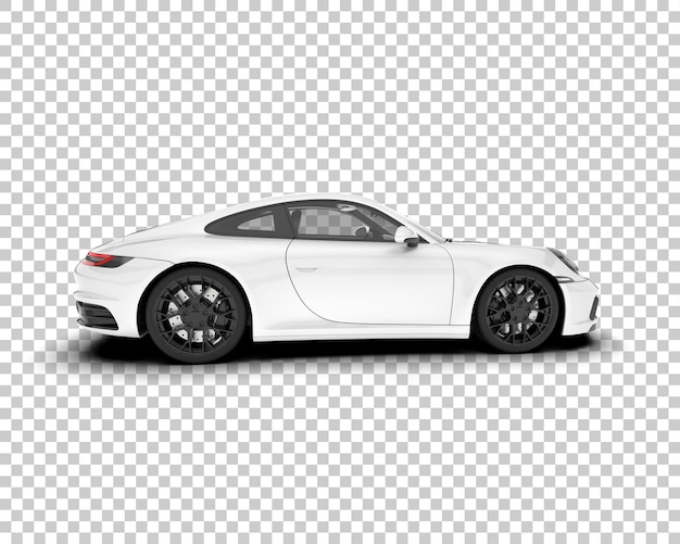 Coche deportivo blanco sobre fondo transparente Ilustración de renderizado 3d
