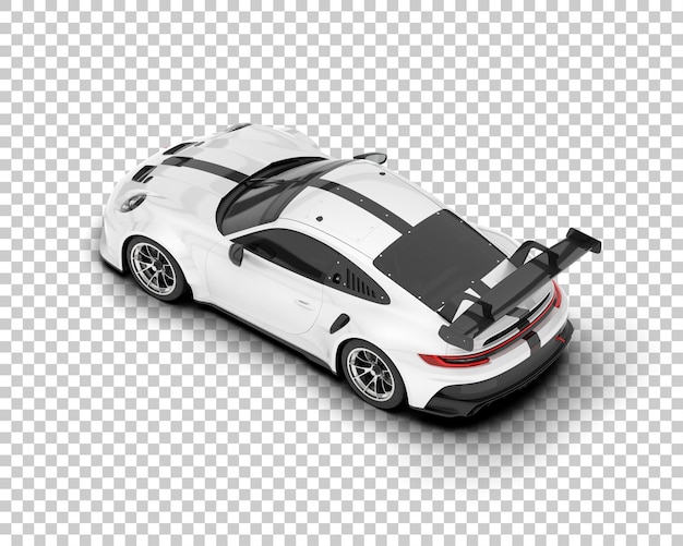 Coche deportivo blanco sobre fondo transparente Ilustración de renderizado 3d