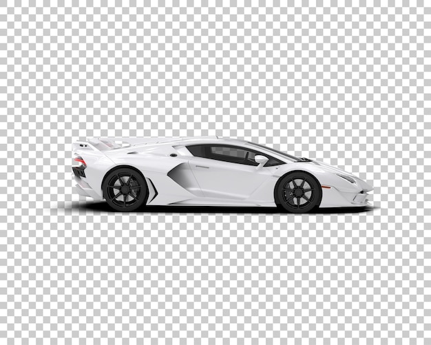 un coche deportivo blanco con un techo negro se sienta en un fondo blanco