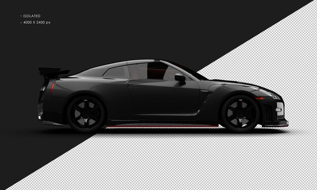 Coche deportivo de carreras de lujo negro metálico realista aislado desde la vista lateral derecha