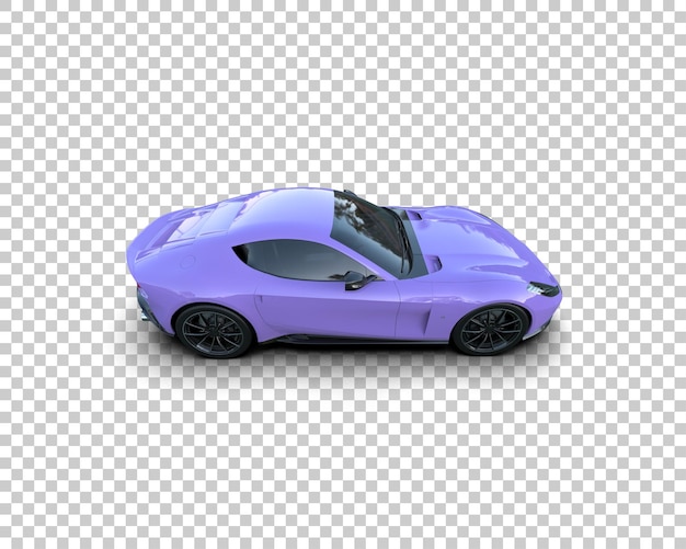 un coche deportivo púrpura con un techo púrpura se sienta en una superficie a cuadros