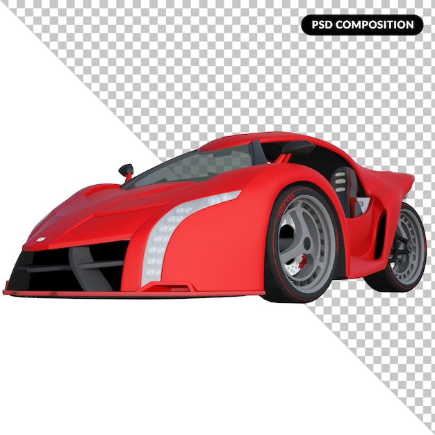 Coche deportivo rojo aislado 3d