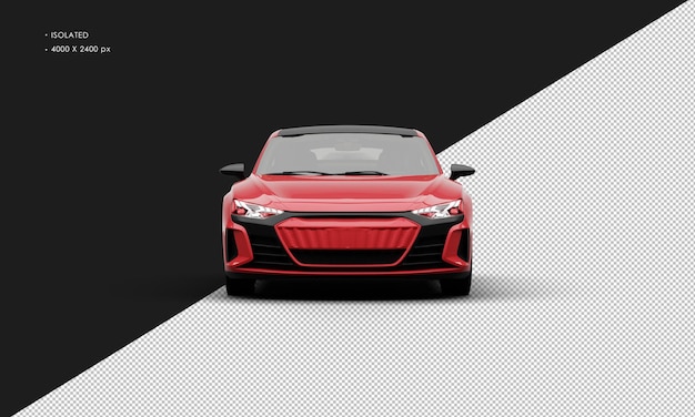 Coche deportivo sedán de ciudad moderna rojo metálico realista aislado desde la vista frontal