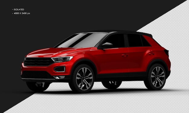 PSD coche deportivo suv de ciudad moderna rojo brillante realista aislado desde la vista frontal izquierda