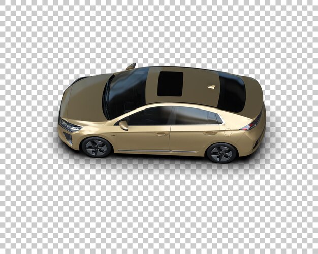 un coche dorado con la puerta abierta se muestra en un fondo transparente