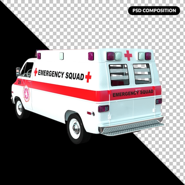 PSD coche de emergencia aislado 3d