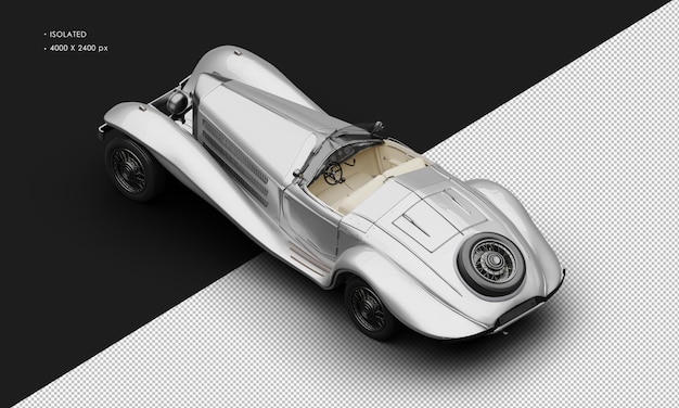 PSD coche de época clásico elegante gris metálico aislado realista desde la vista trasera izquierda superior