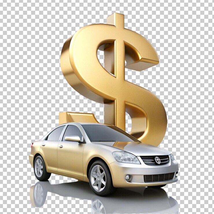 PSD y coche en fondo transparente dólar