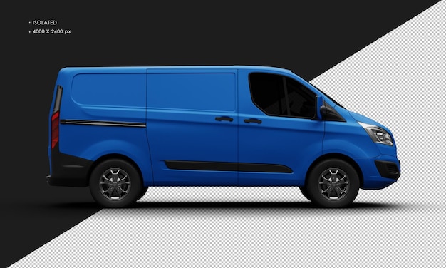 Coche furgoneta de lujo moderno azul mate elegante realista aislado desde la vista lateral derecha