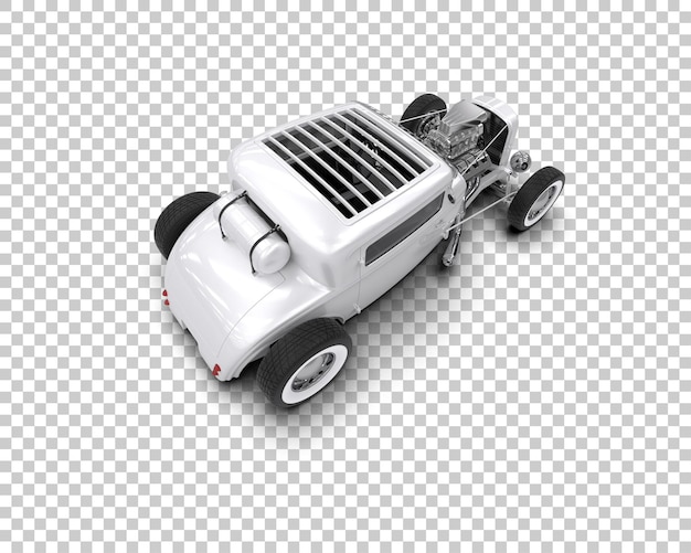 un coche de juguete blanco con una parrilla en el lado y la palabra s en el lado