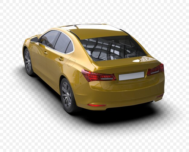 Coche de lujo amarillo en un fondo transparente