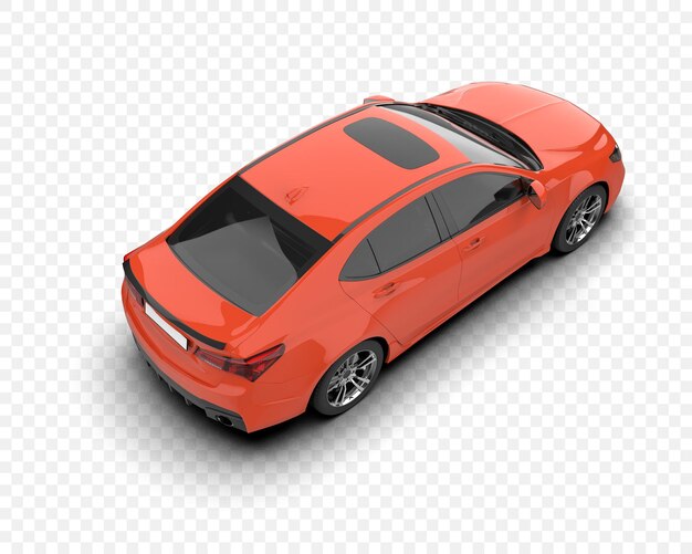 Coche moderno rojo desde un ángulo alto