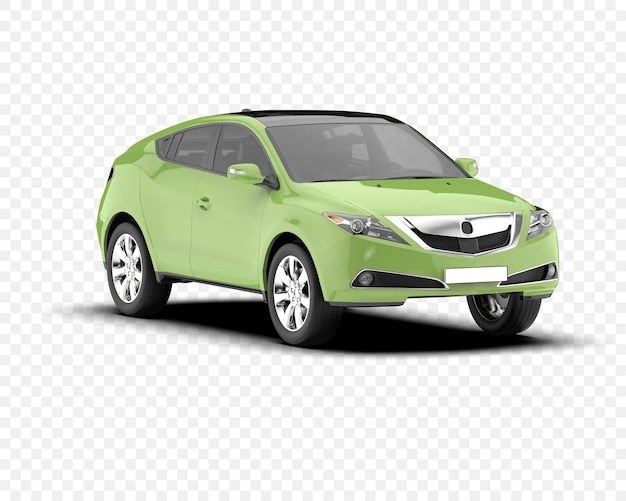 Coche moderno verde sobre un fondo transparente