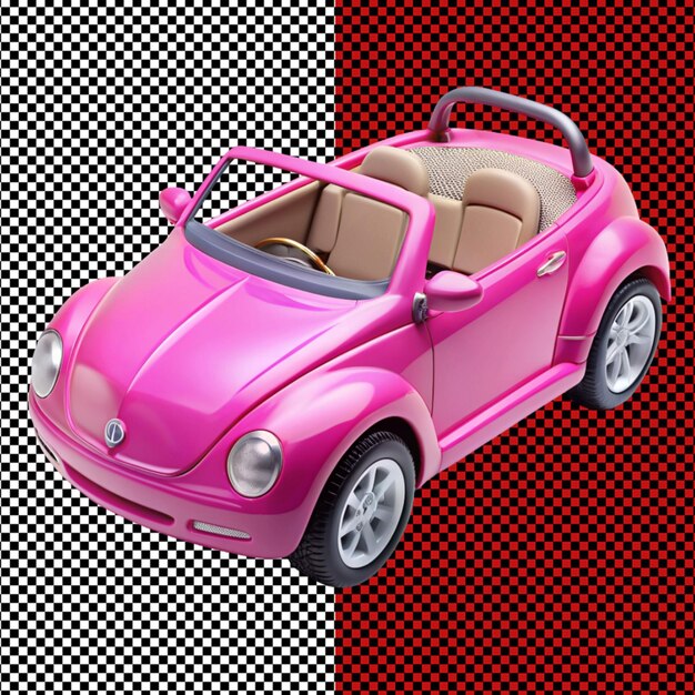 PSD el coche de la muñeca barbie en un fondo transparente