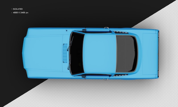 PSD coche de músculo clásico deportivo azul mate aislado realista desde la vista superior