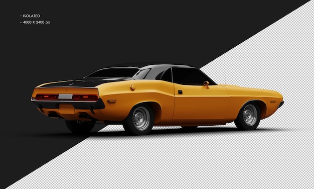 PSD coche de músculo deportivo clásico naranja mate aislado realista desde la vista trasera derecha