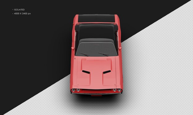 Coche de músculo deportivo clásico rojo mate aislado realista desde la vista frontal superior