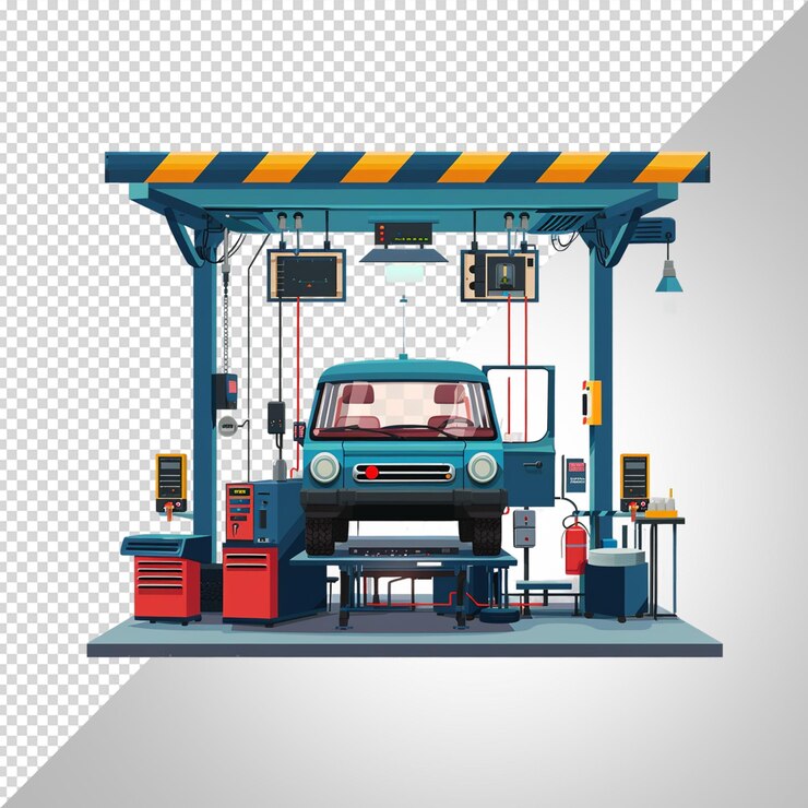 PSD un coche que está dentro de una gasolinera