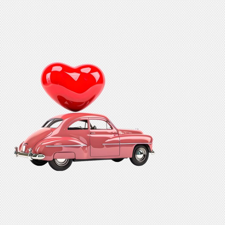 coche rojo con corazon