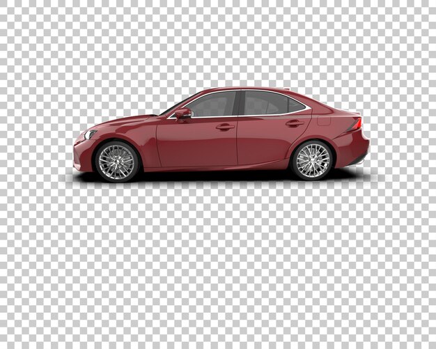 un coche rojo está estacionado en un fondo blanco con una pantalla negra