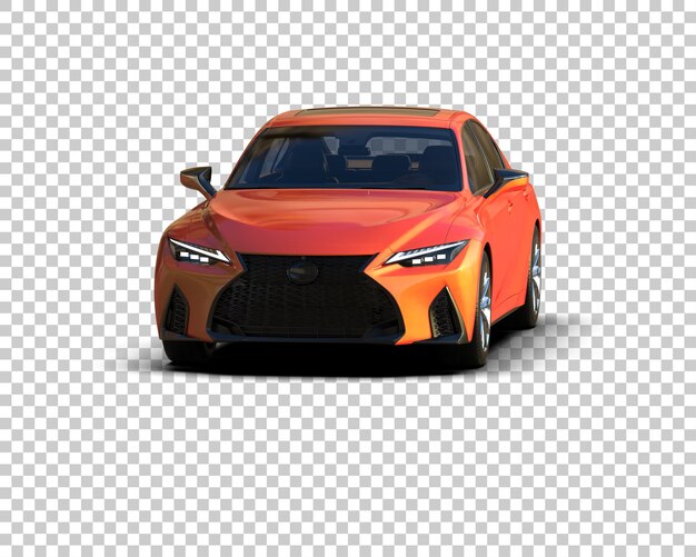 un coche rojo con las luces encendidas y la matrícula número 2