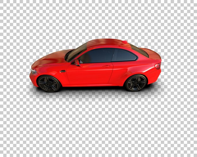un coche rojo con un techo negro se sienta en una superficie transparente