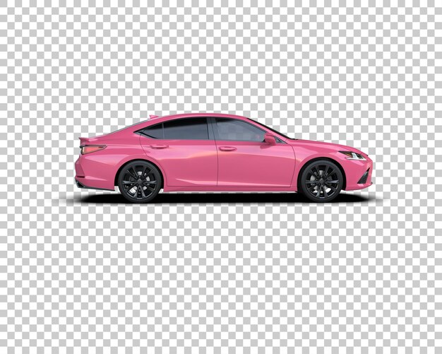 un coche rosa con un techo púrpura se muestra en un fondo blanco