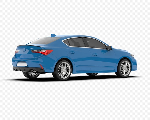 Coche sedán azul con vista lateral