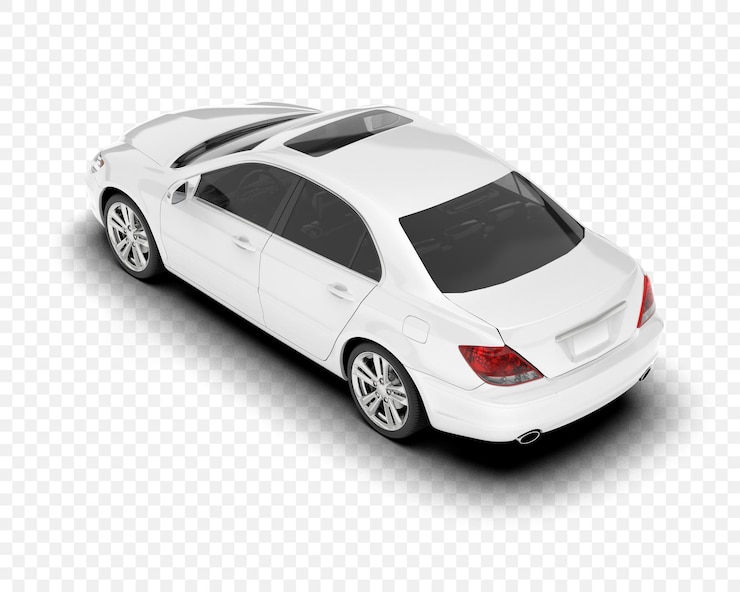 PSD coche sedán blanco diseño automovilístico moderno