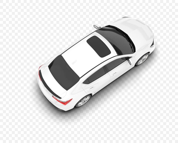 Coche sedán blanco con una perspectiva de vista superior del techo solar